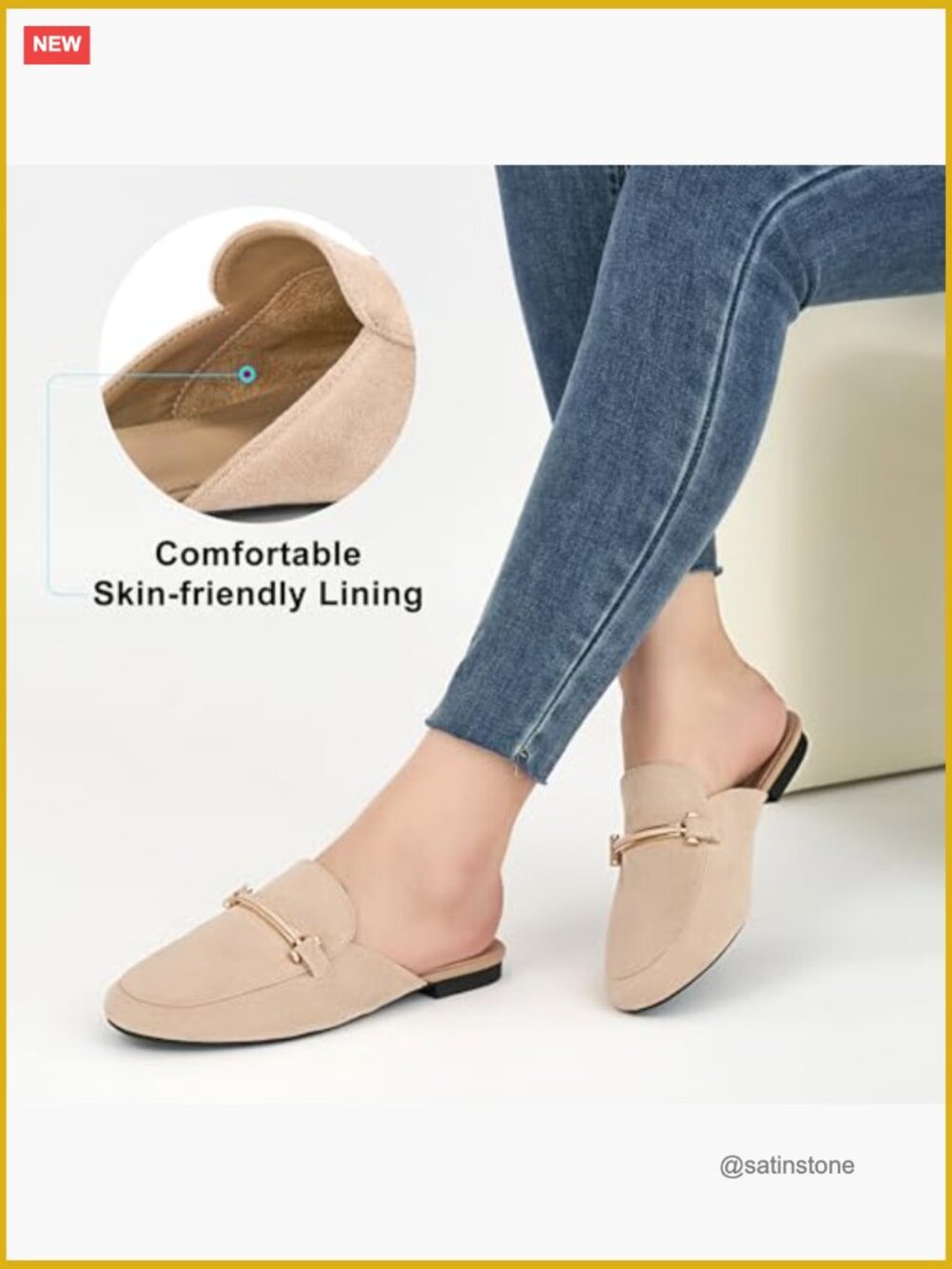 Comfortable Round Toe Slip On Mules with Buckle Detail Dressy Business Loafers - Picture 5 of 7